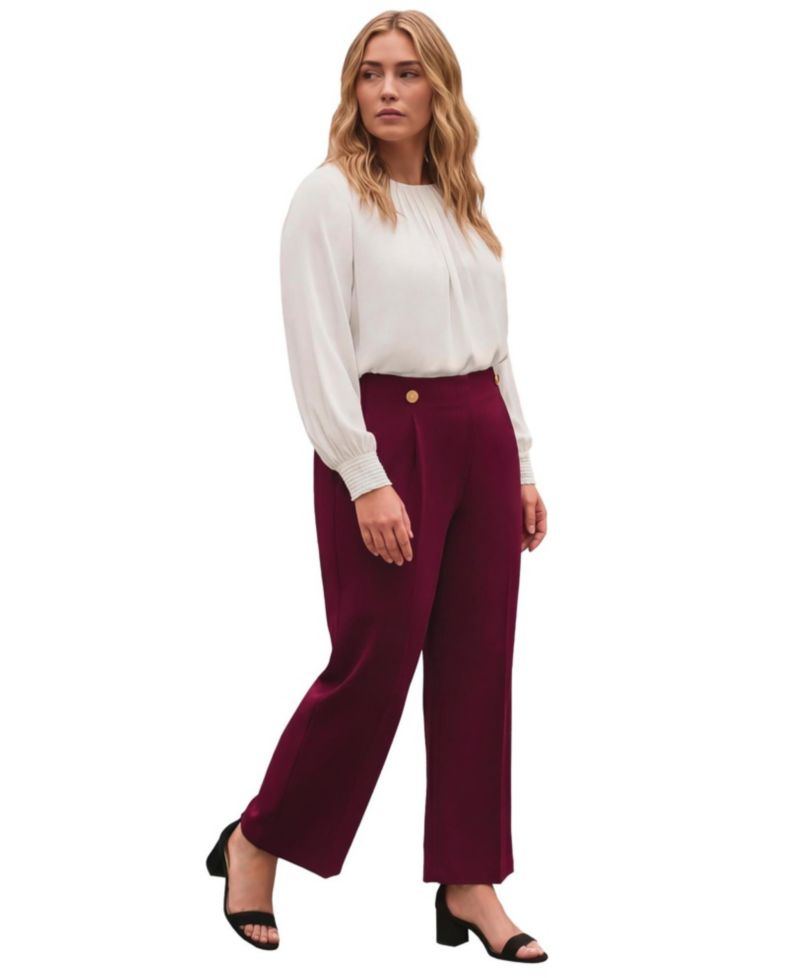 Plus Size Cool Hand Wide-Leg High-Rise Side-Zip Trousers