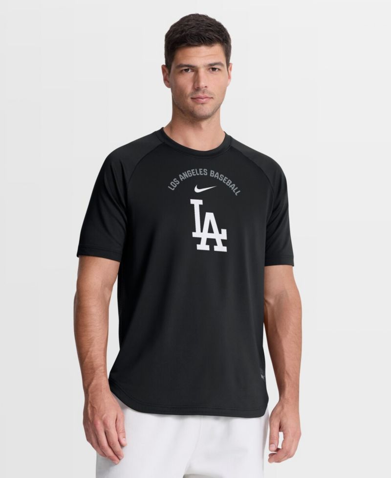Men's Black Los Angeles Dodgers Authentic Collection Batting Practice Pre-Game Raglan Dri-FIT T-Shirt