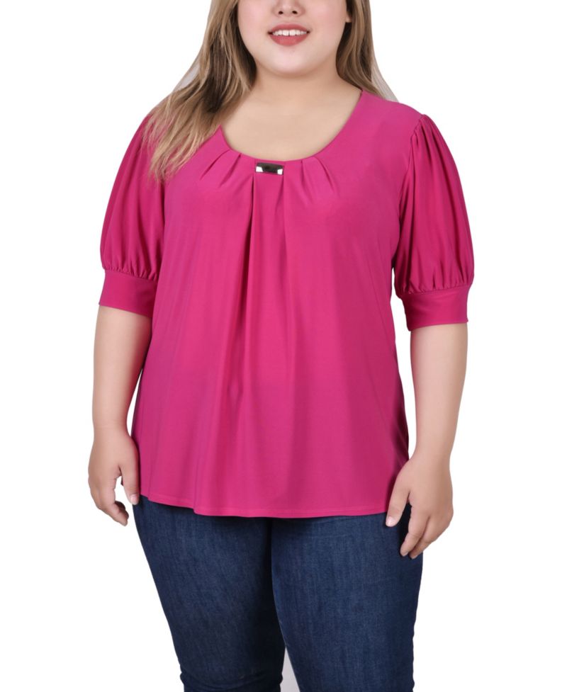 Petite Short Sleeve Balloon Sleeve Top