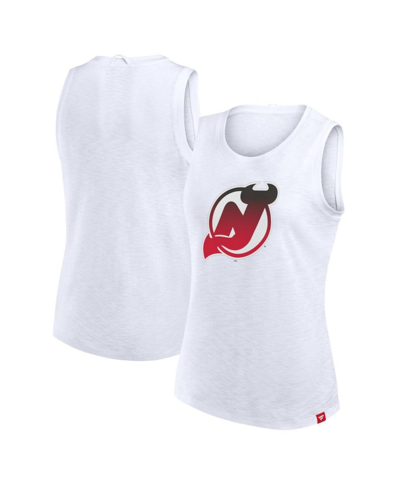 Women's White New Jersey Devils Slub Tank Top