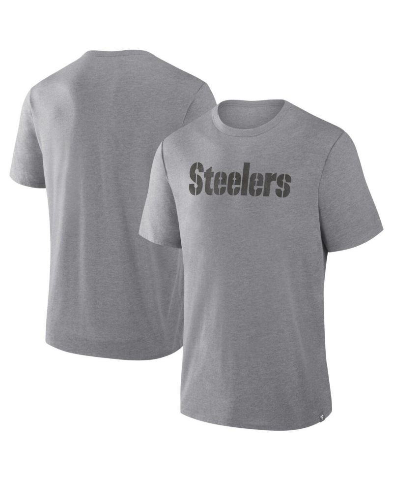 Men's Heather Gray Pittsburgh Steelers Pass Rush Tri-Blend T-Shirt