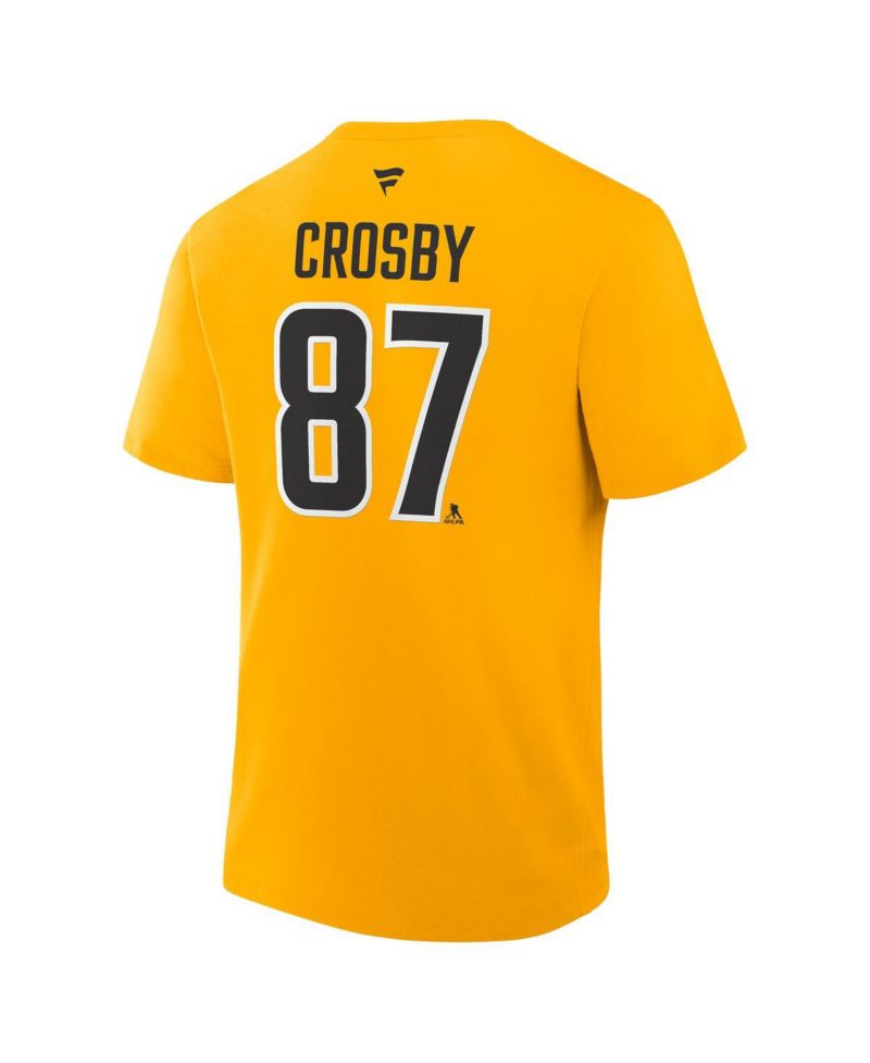 Men's Sidney Crosby Gold Pittsburgh Penguins Authentic Stack Name & Number T-Shirt