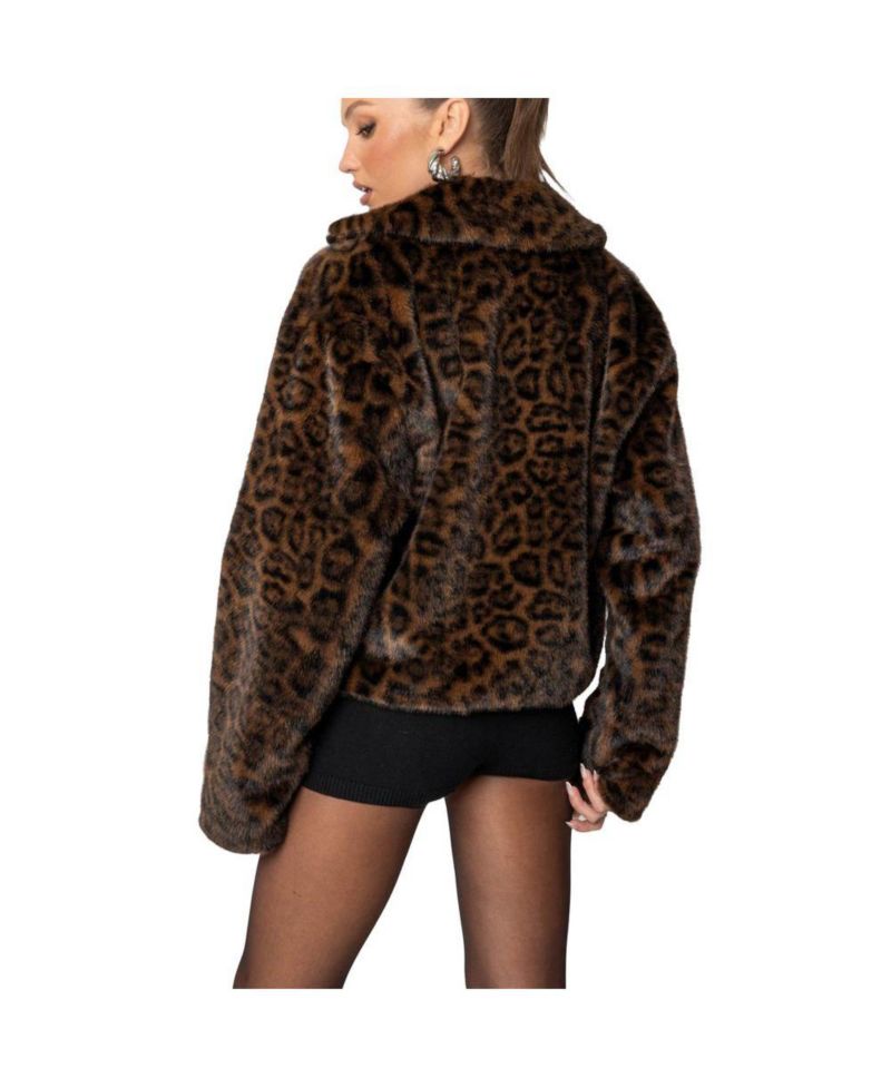 Women's Lady Leopard Faux Fur Jacket