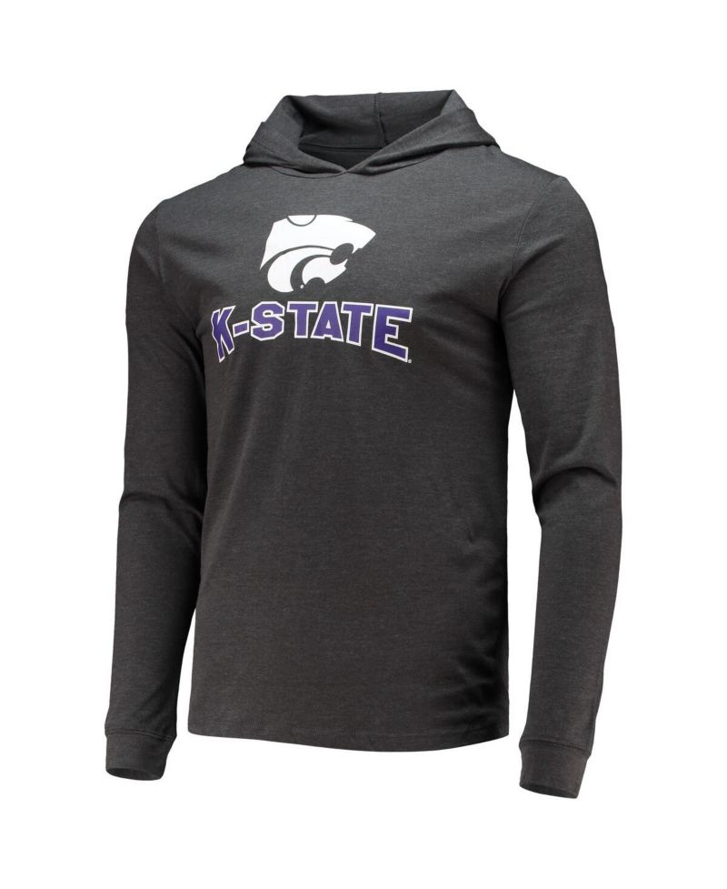 Men's Purple and Charcoal Kansas State Wildcats Meter Long Sleeve Hoodie T-shirt and Jogger Pants Set