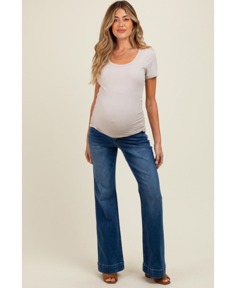 Women's Navy Blue Wide Hem Flare Jeans