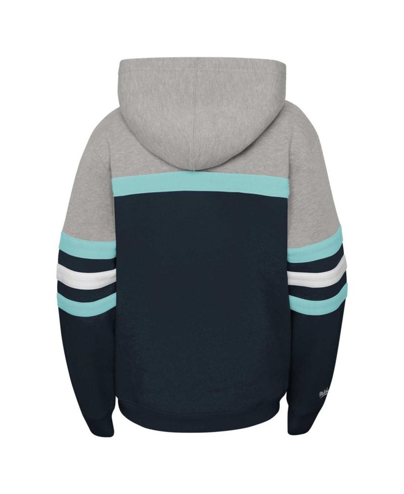 Big Boys Sea Blue Seattle Kraken Head Coach Pullover Hoodie