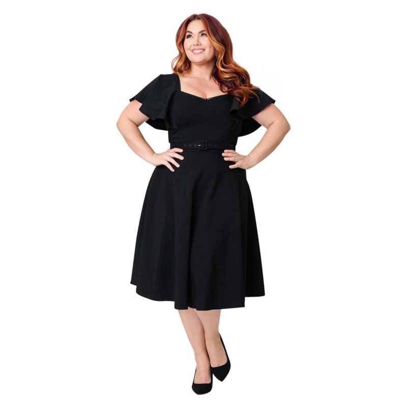 Plus Size Flutter Sleeve Swing Dress