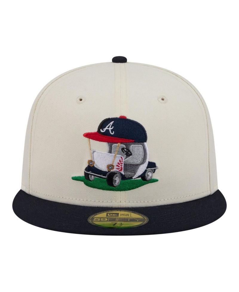 Men's Cream/Navy Atlanta Braves Bullpen Cart 59FIFTY Fitted Hat