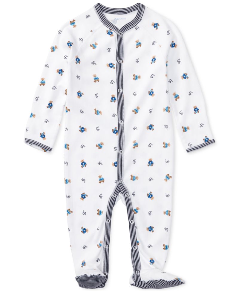 Baby Boys Bear Cotton Footed Coverall