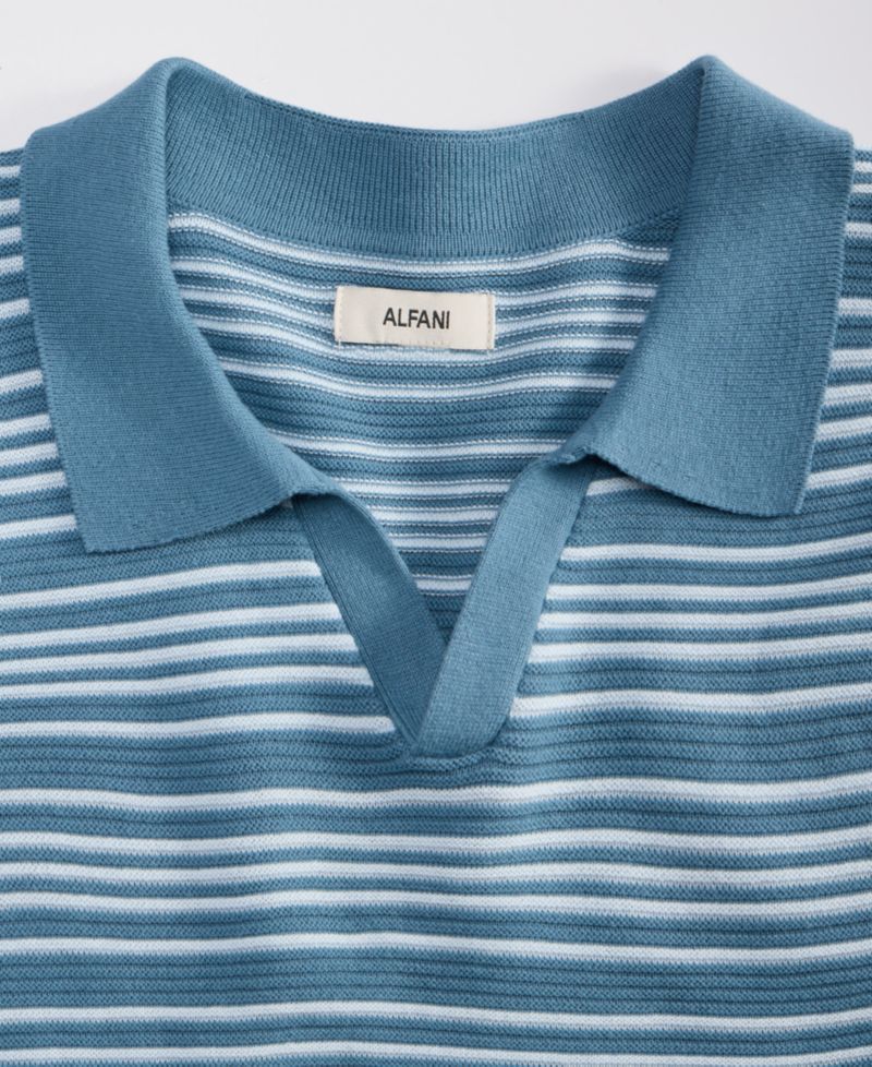 Men's Short-Sleeve Stripe Button Johnny Sweater, Macy's Exclusive