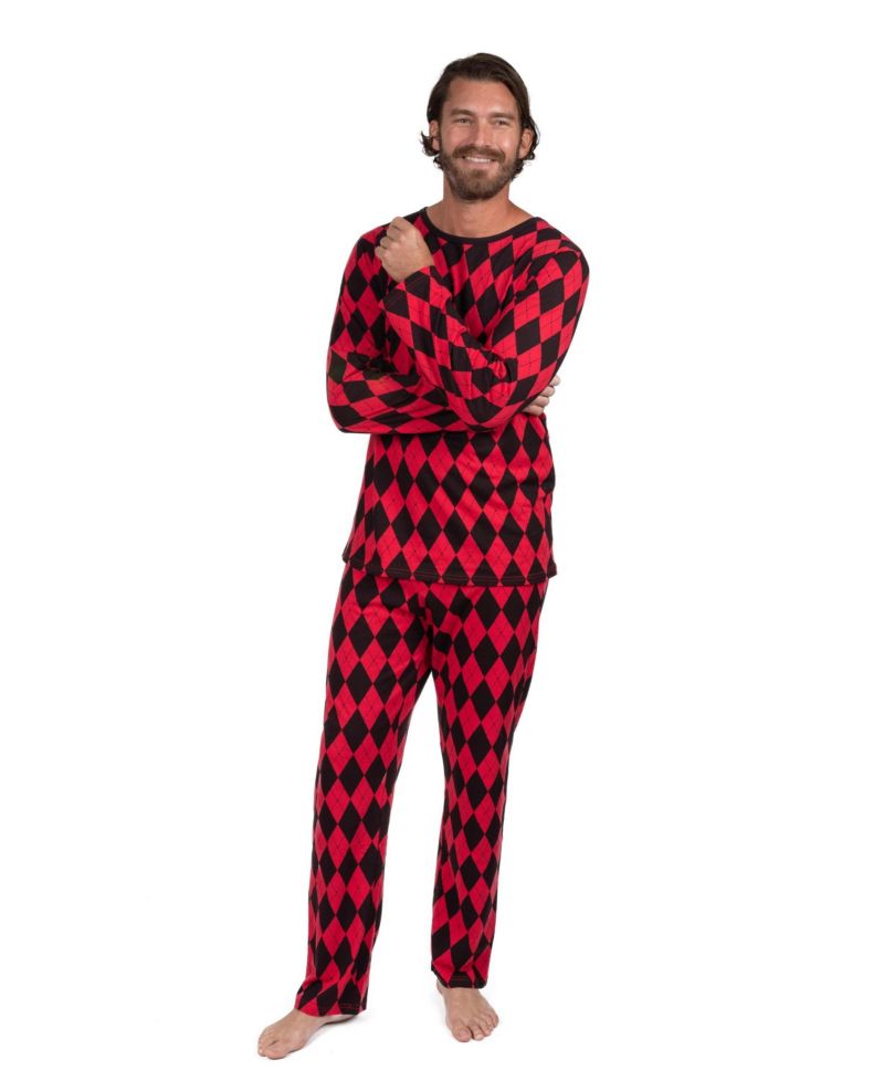 Men's 2-piece. Cotton Loose Fit Argyle Pajamas