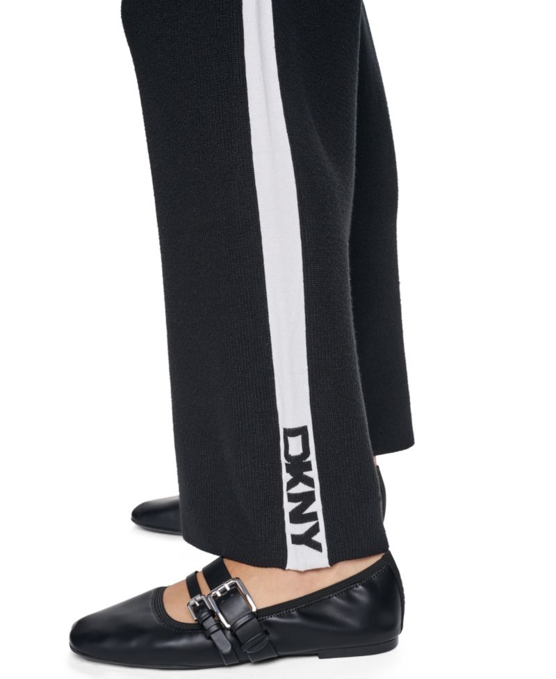 Women's Logo Stripe Wide-Leg Pull-On Sweater Pant
