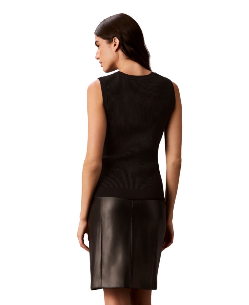 Women's Petite Ribbed Sleeveless Tank Sweater