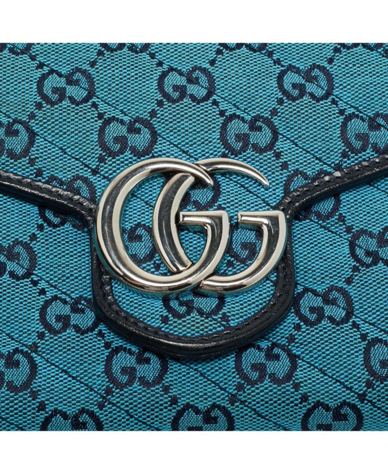 Women's GG Marmont Diagonal Quilt Canvas Wallet on Chain