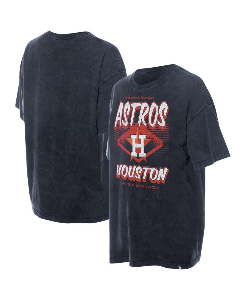 Women's Navy Houston Astros Mineral Wash Oversized T-Shirt