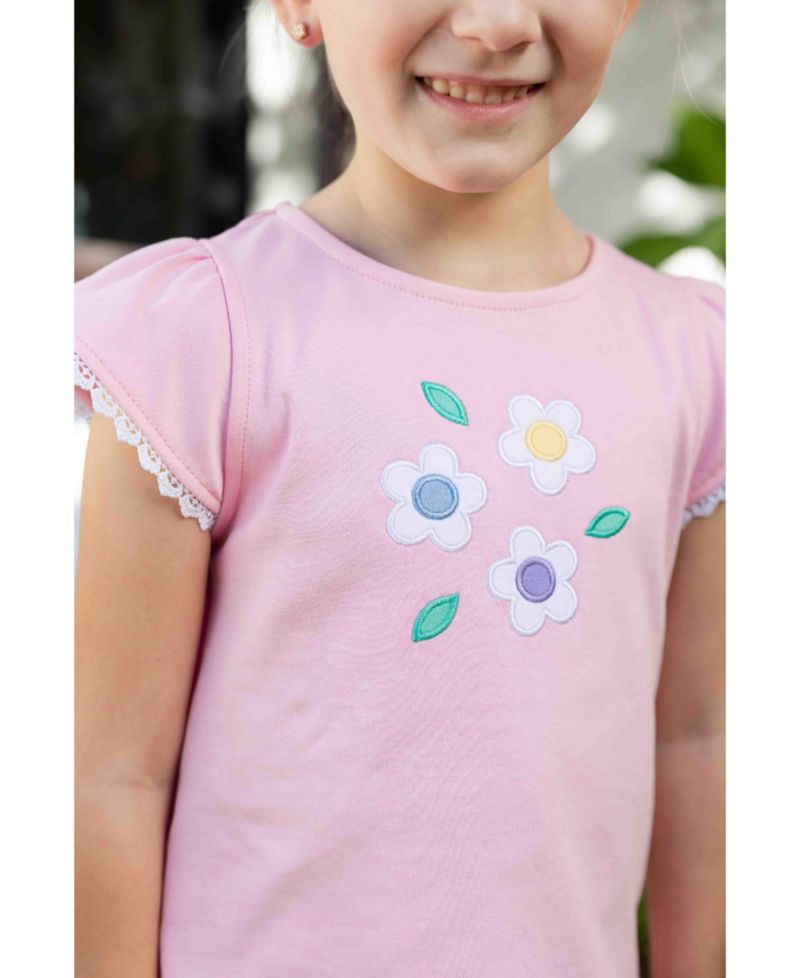 Big Girl Knit Top With Flowers