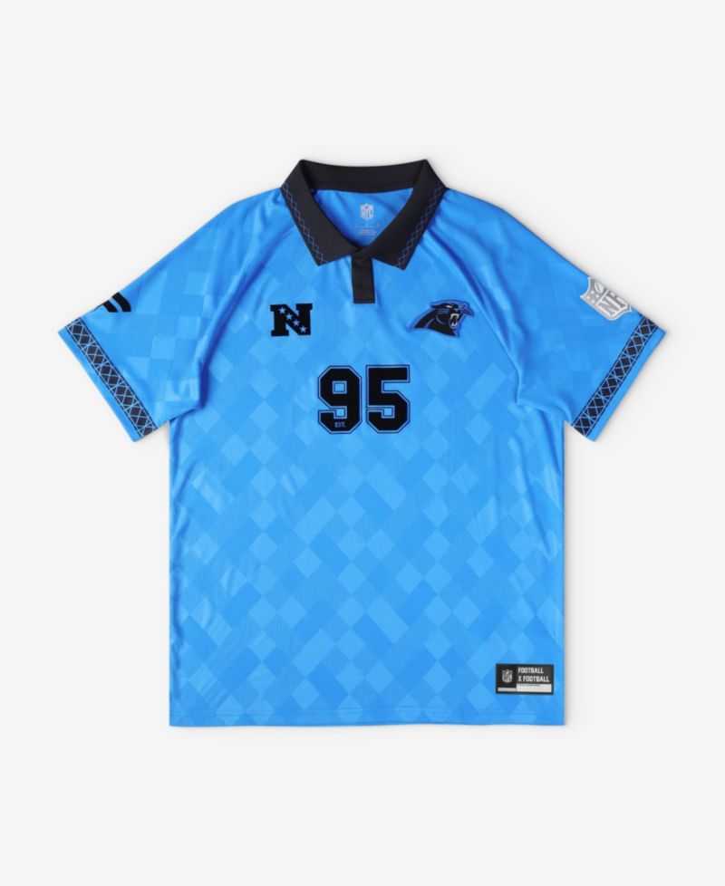 Big Boys and Girls Blue Carolina Panthers Football x Football Collared Fan Jersey
