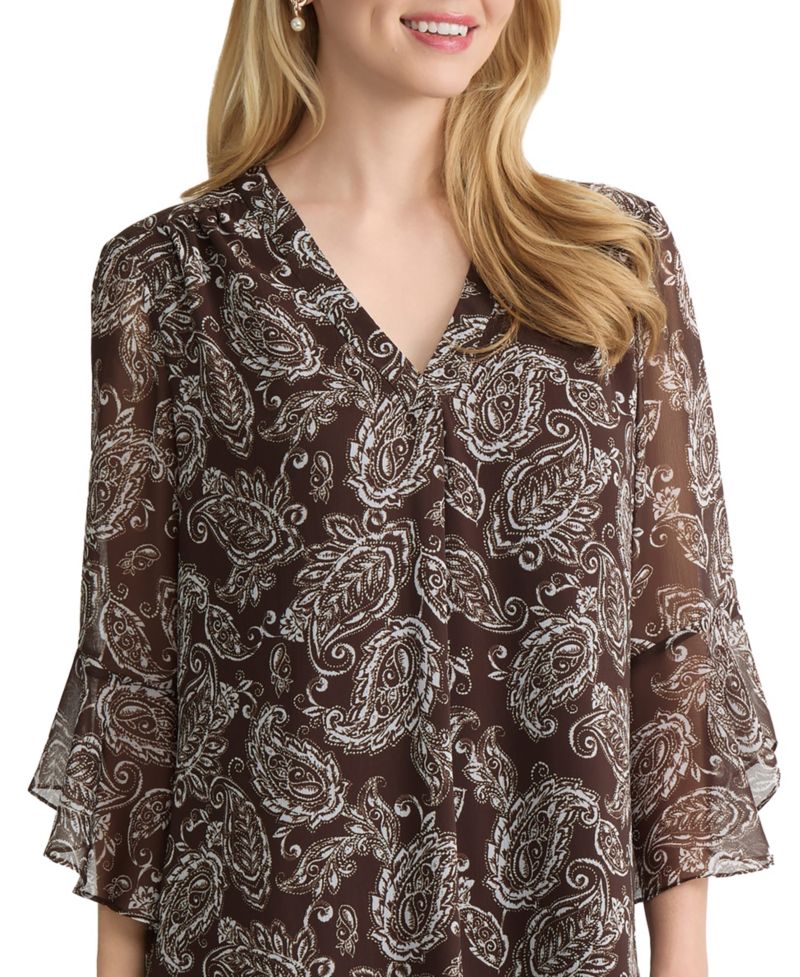 Women's Printed V-Neck Top