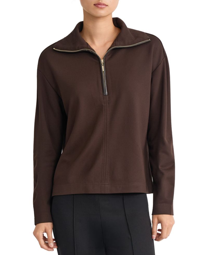 Women's Quarter-Zip Long-Sleeve Collared Pullover