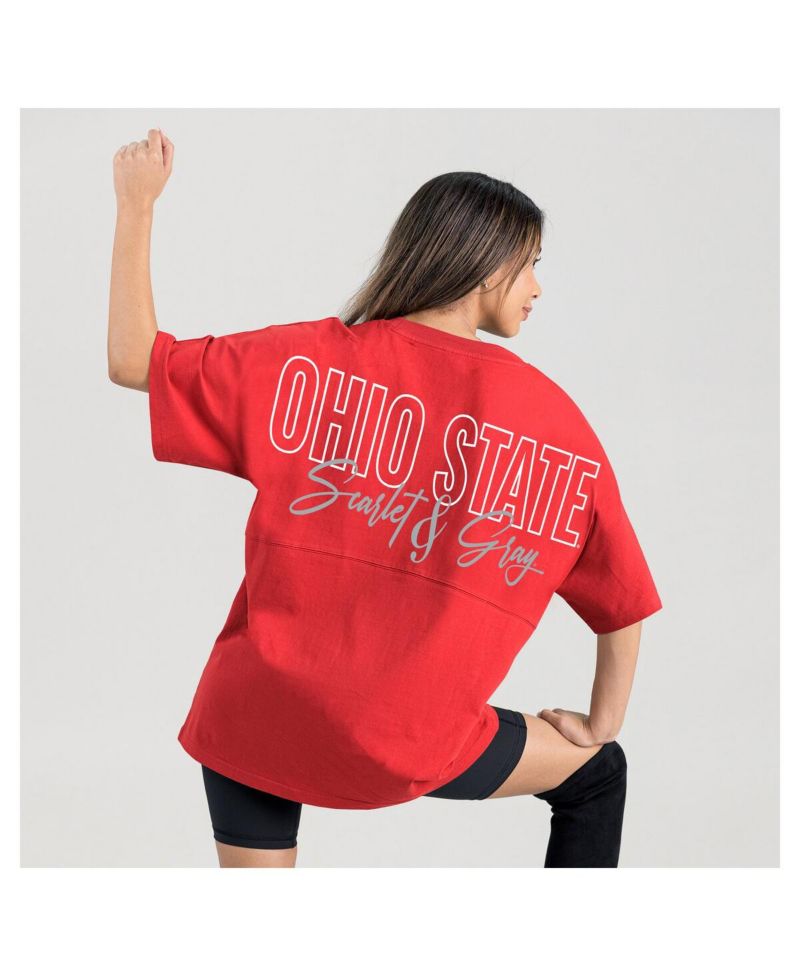 Women's Scarlet Ohio State Buckeyes Oversized Back at Ya T-Shirt