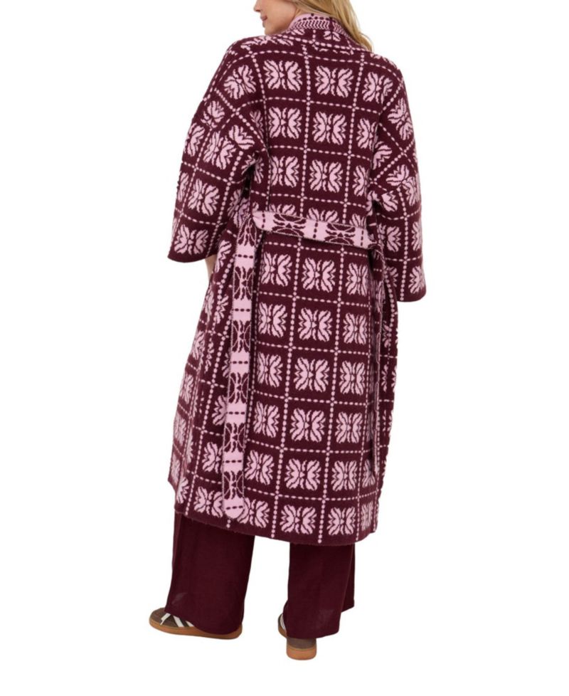 Women's Ally Abstract Print Long Line Cardigan