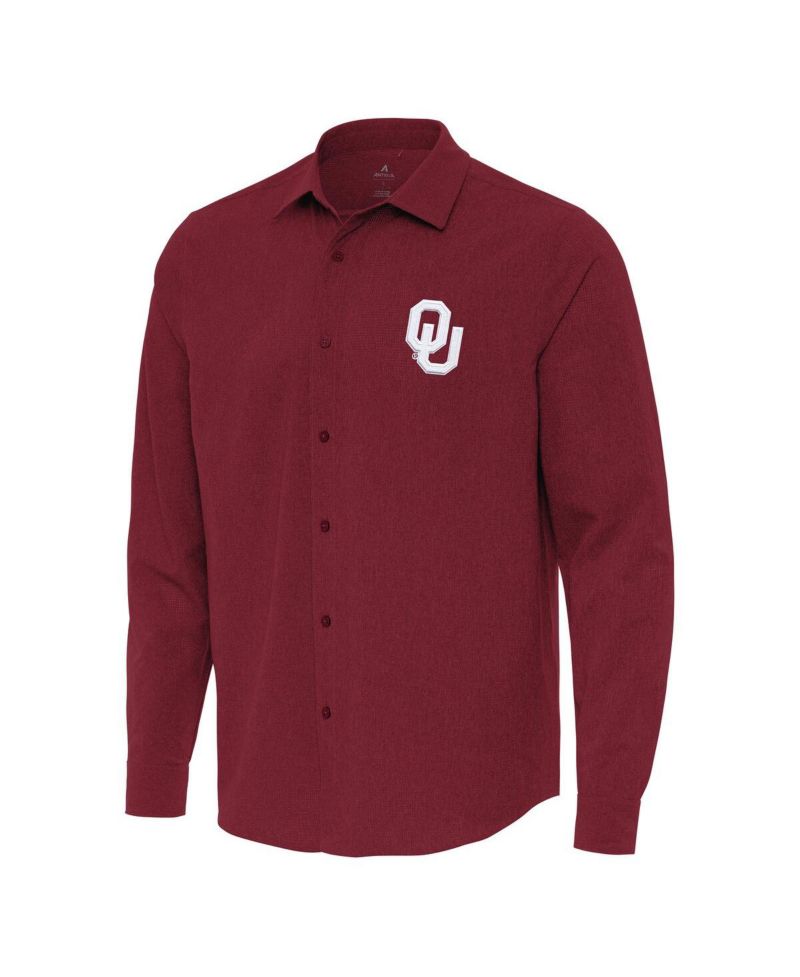 Men's Cardinal Oklahoma Sooners Exposure Woven Long Sleeve Button-Up Shirt