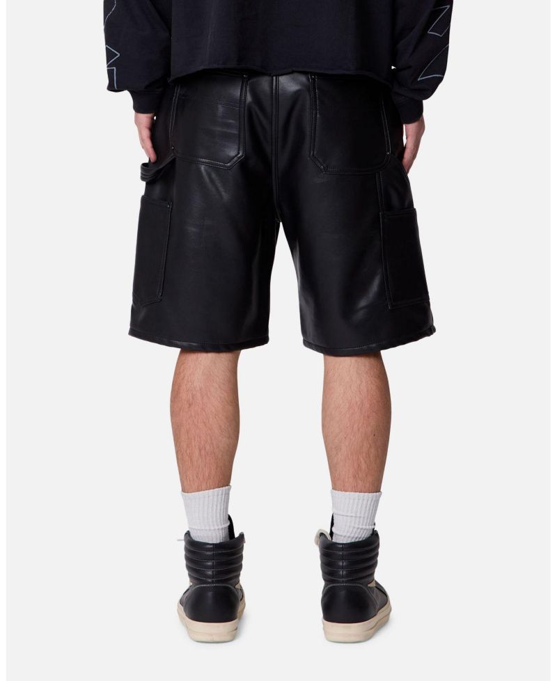 Men's Ultra Baggy Iron Cross Leather Shorts