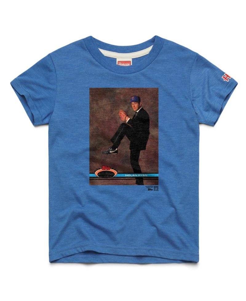 Big Boys and Girls Nolan Ryan Royal Texas Rangers Topps Baseball Card Tri-Blend T-Shirt