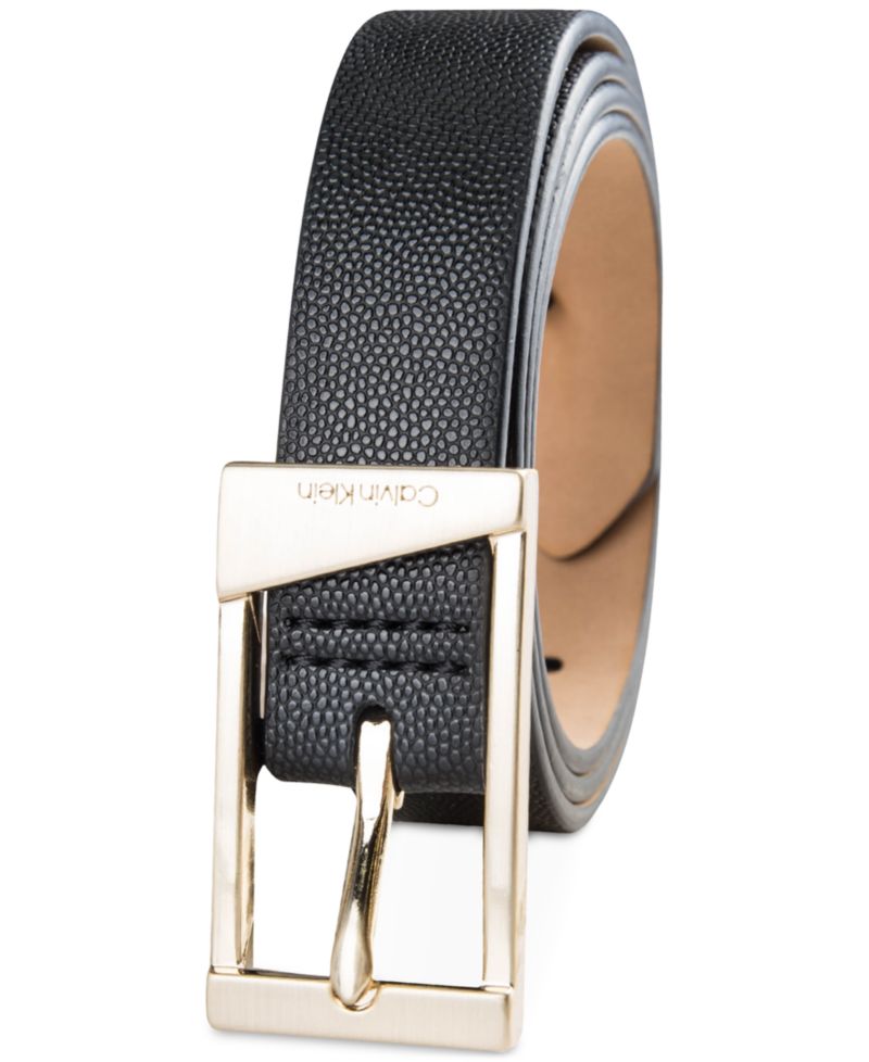Skinny Geometric Center Bar Buckle Dress Belt