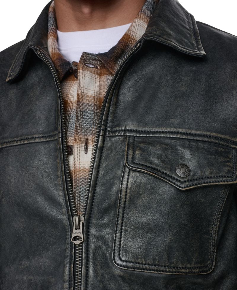 Men's Genuine Leather Trucker Jacket