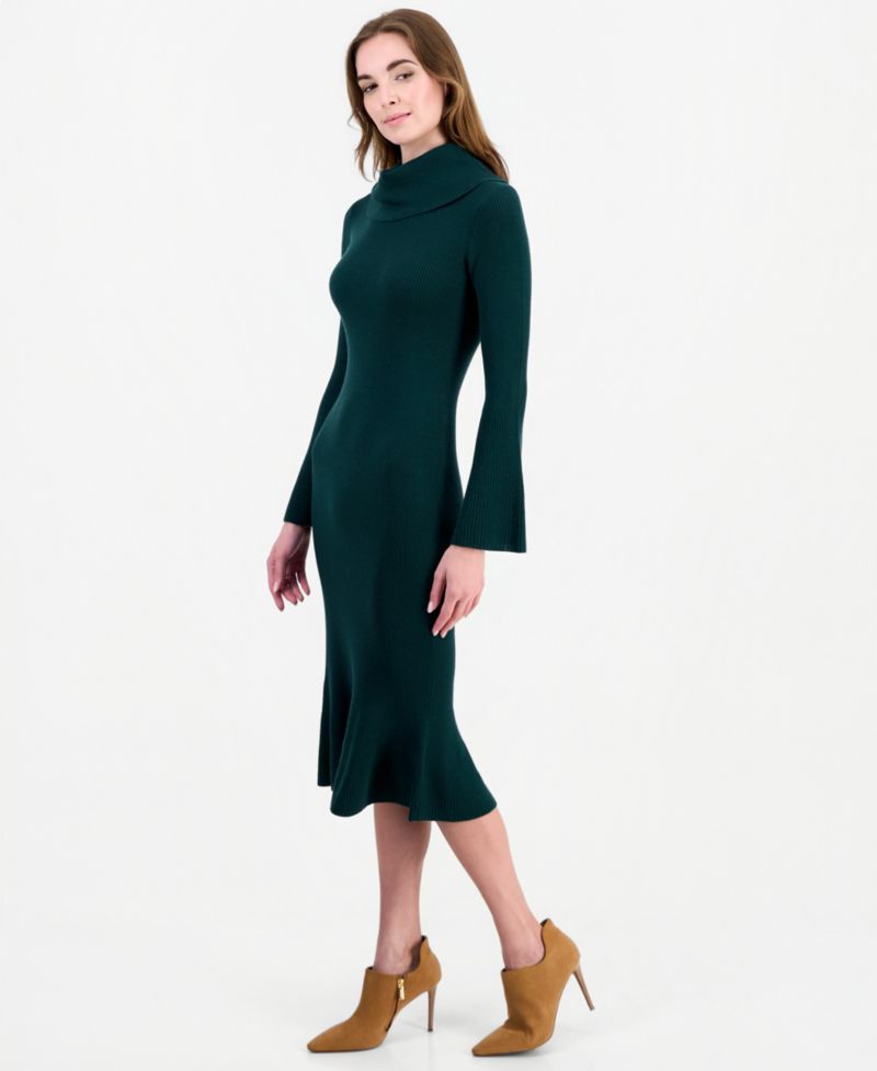 Women's Lucia Merino Wool Cowl Neck Midi Sweater Dress