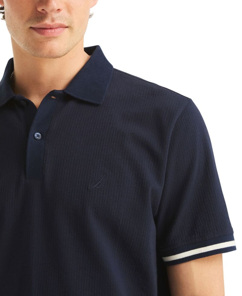 Men's Short-Sleeve Compact Seersucker Polo Shirt
