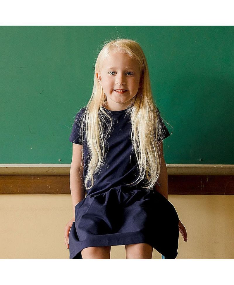 Girls Fair Trade Organic Cotton Short Sleeve Drop Waist Dress