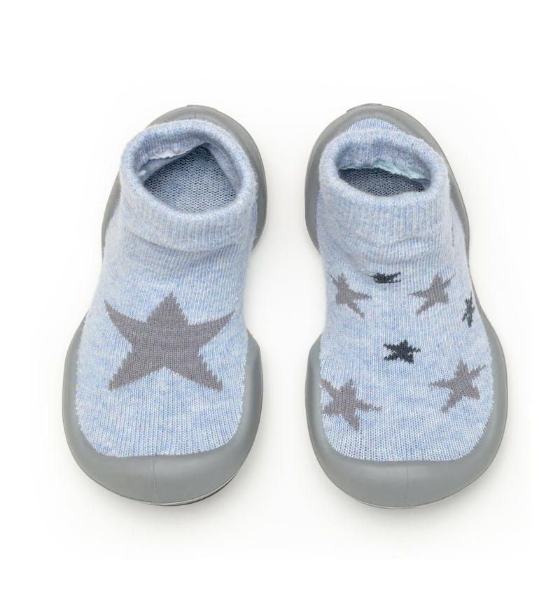 Baby Girl Boy First Walk Sock Shoes Twinkle Twinkle - Heather Blue