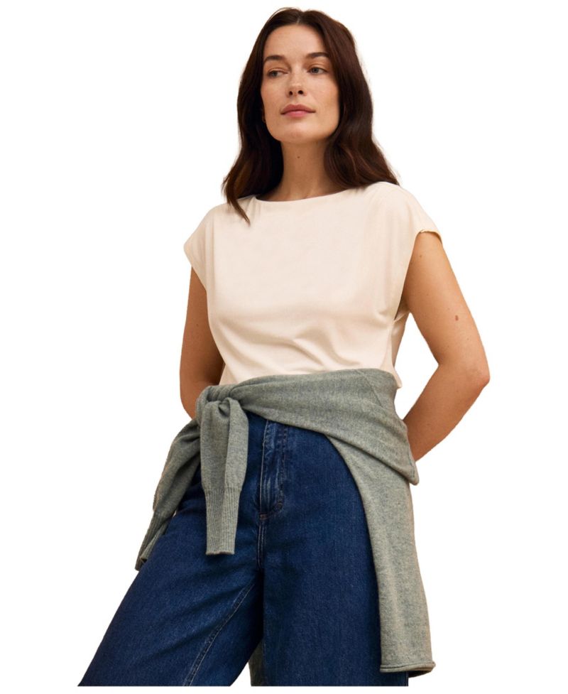 Women's Slash Neck Cap Sleeve T-Shirt