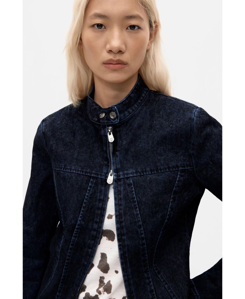 Women's Long-Sleeve Denim Zip-Up Jacket