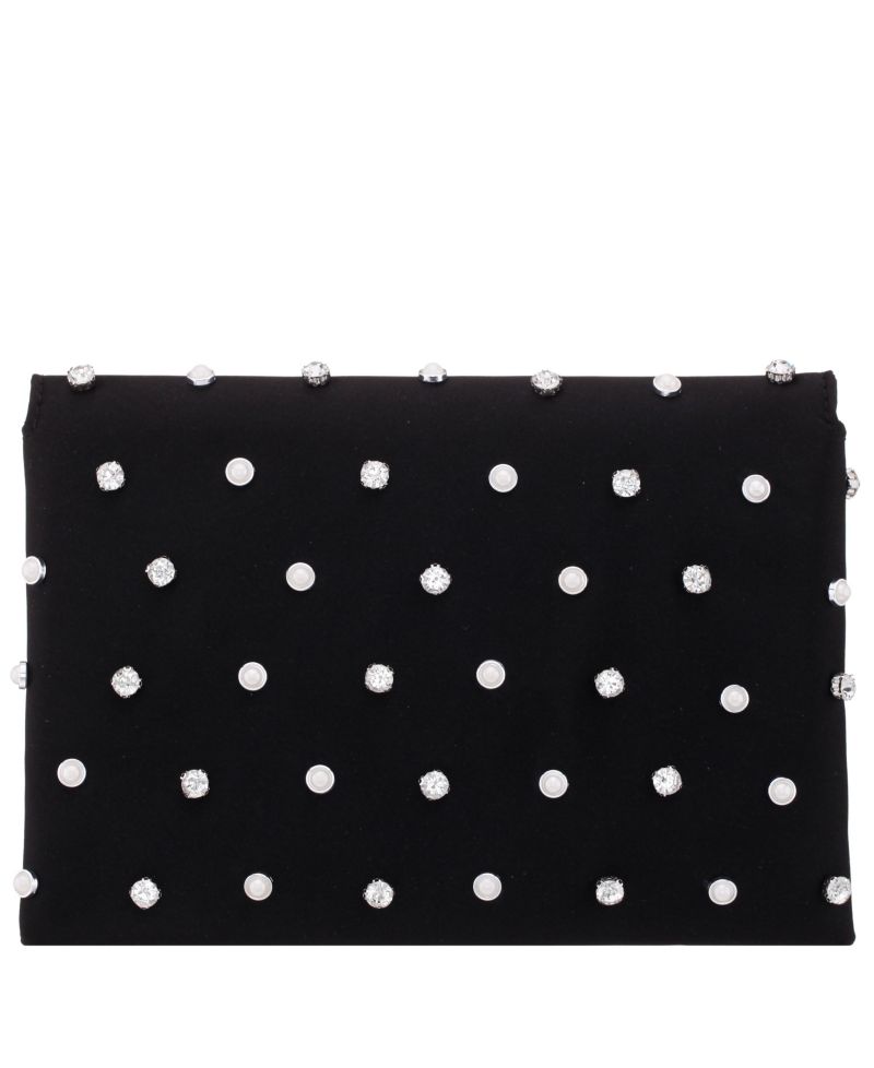 Imitation Pearl/Crystal Adorned Square Envelope Clutch