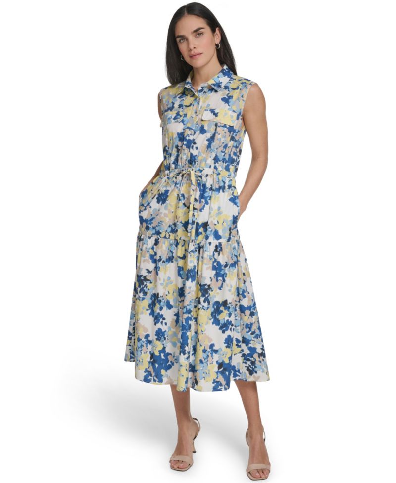 Collared Sleeveless Midi Dress