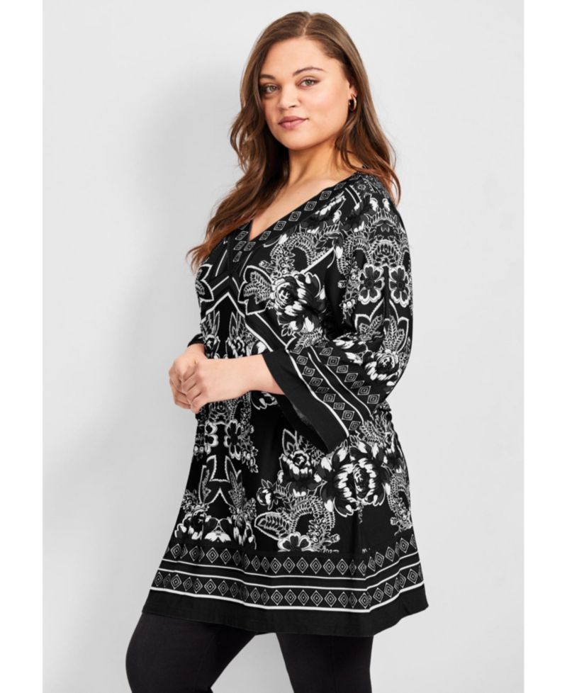 Women's Scarf Print Tunic Top