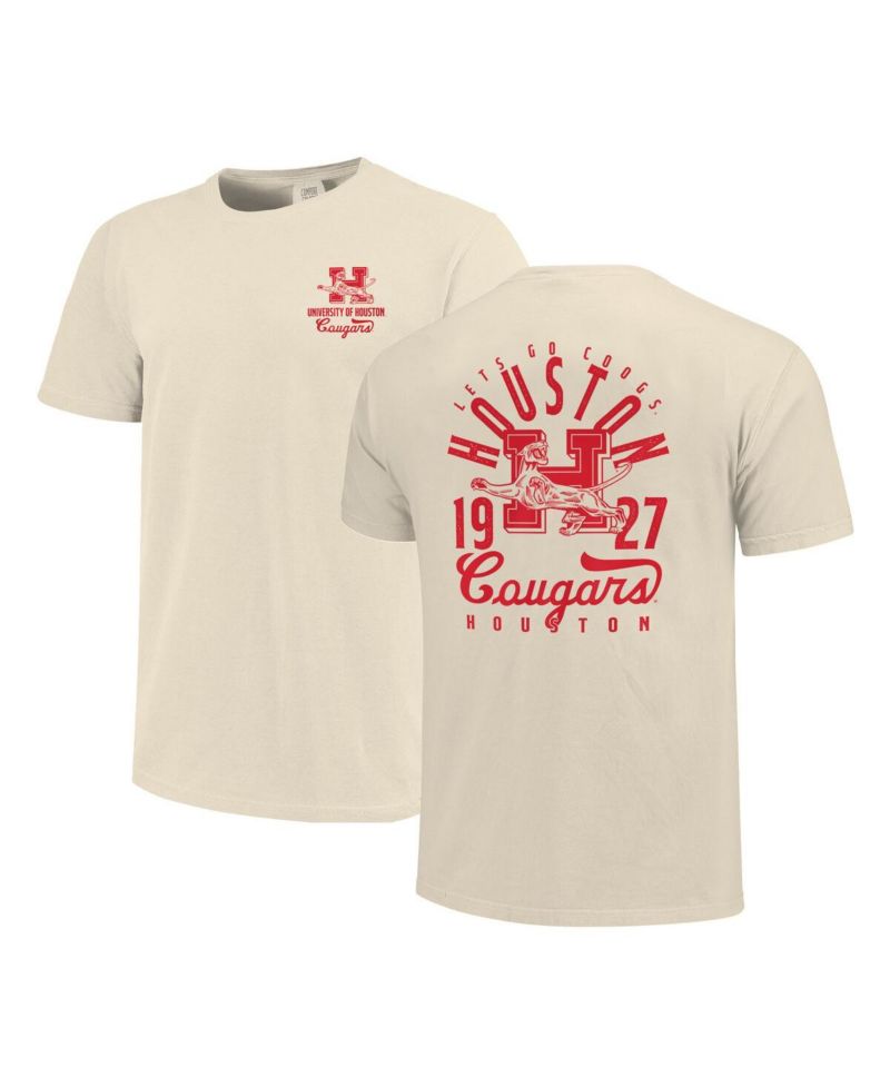 Men's Cream Houston Cougars Comfort Colors Mascot Overlay T-Shirt