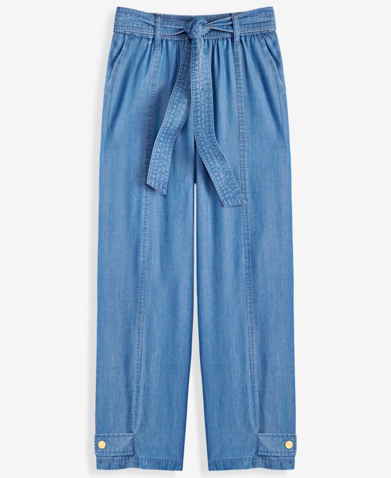 Petite High-Rise Belted Tapered Pants, Macy's Excluisve