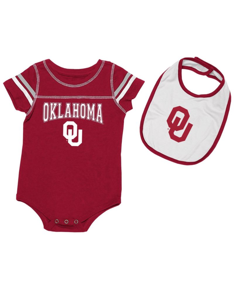Baby Boys and Girls 2-Piece Crimson/White Oklahoma Sooners Chocolate Bodysuit and Bib