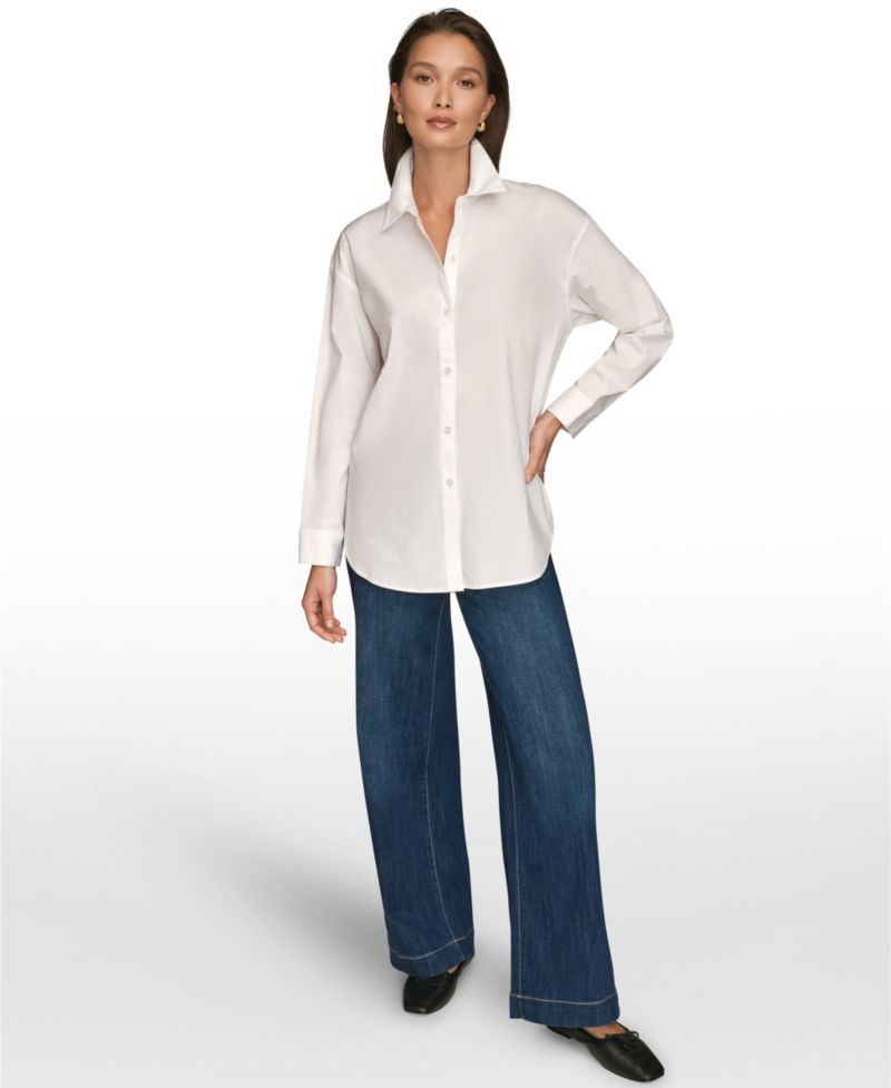 Women's Stretch Poplin Button-Down Shirt