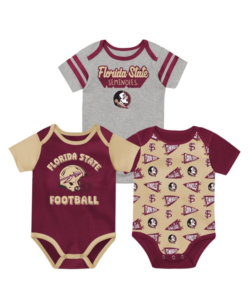 Baby Boys and Girls Garnet Florida State Seminoles Star Player Three-Piece Bodysuit Set