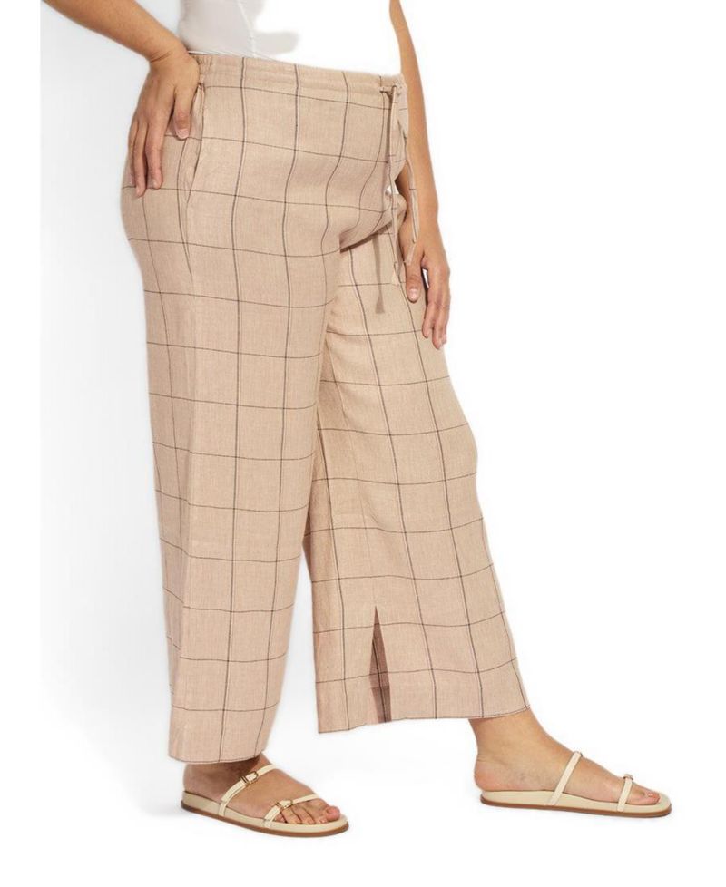 Plus Size Nixie Drawstring Wide-Leg Linen-Blend Pants