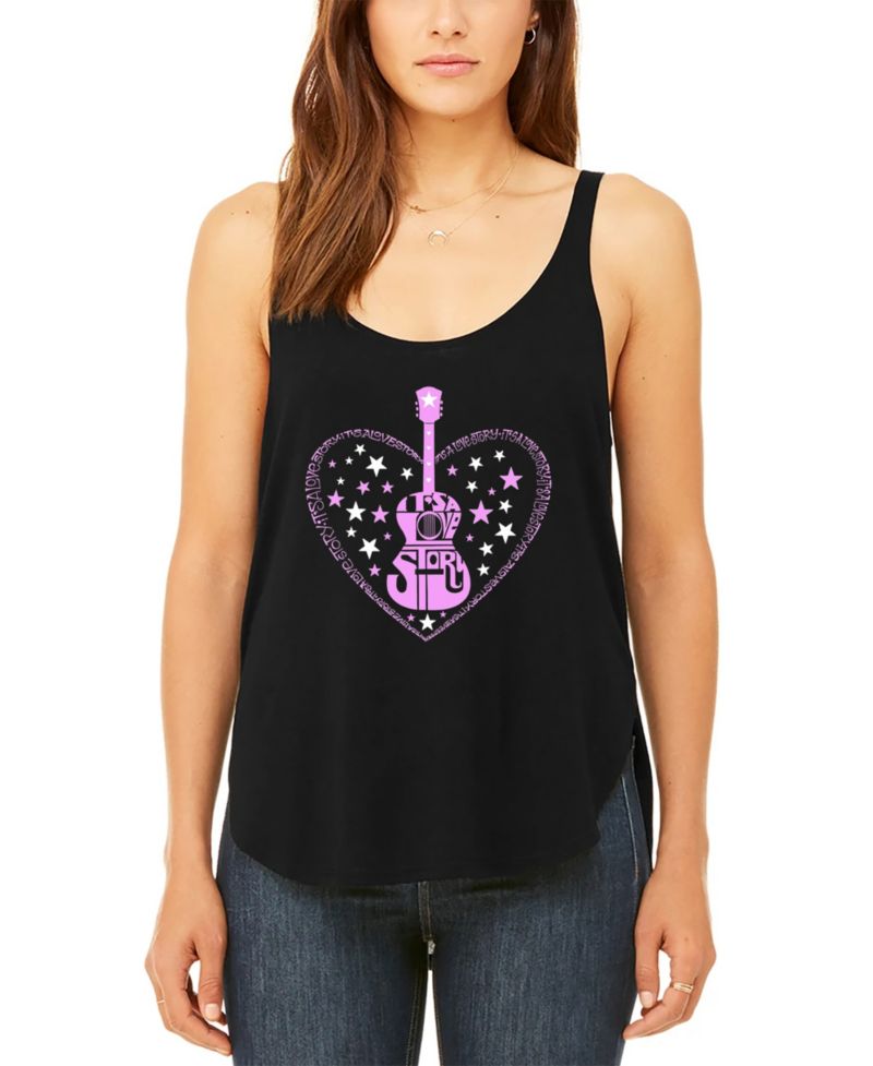 Women's It's A Love Story Premium Word Art Flowy Tank Top