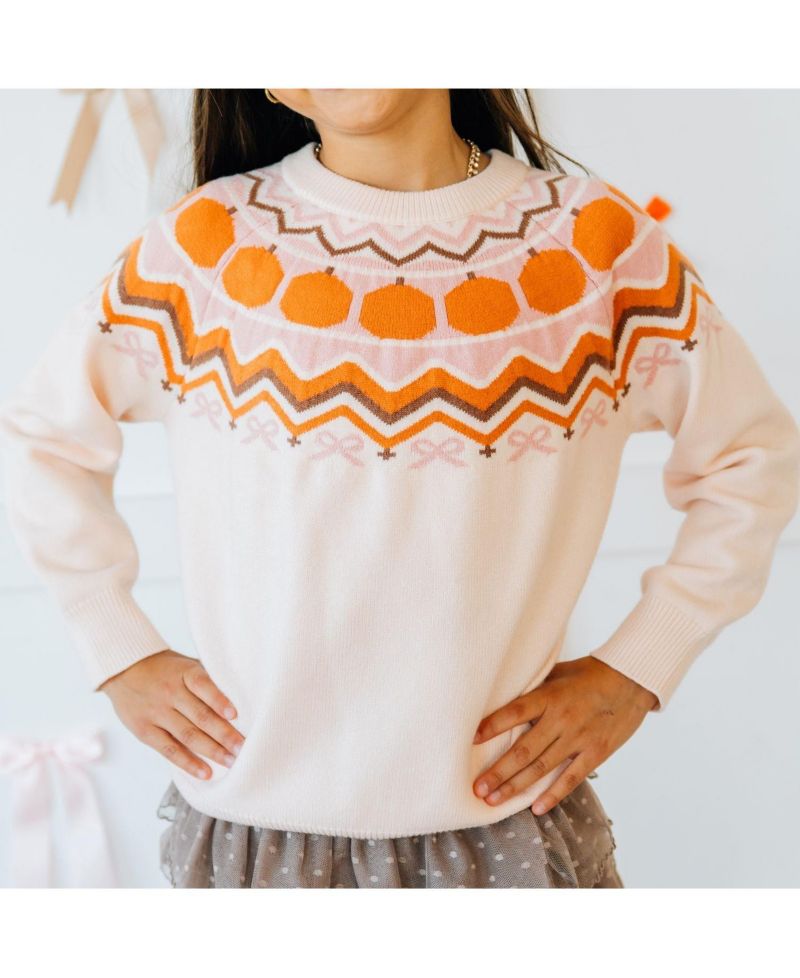 Toddler Girls Pumpkin Fair Isle Sweater