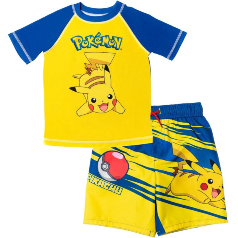 Boys' 2-Piece Swimwear Rash Guard and Swim Trunks Set