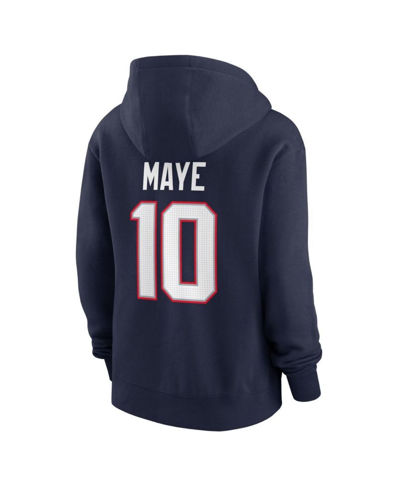 Women's Drake Maye Navy New England Patriots Player Name & Number Fleece Hoodie