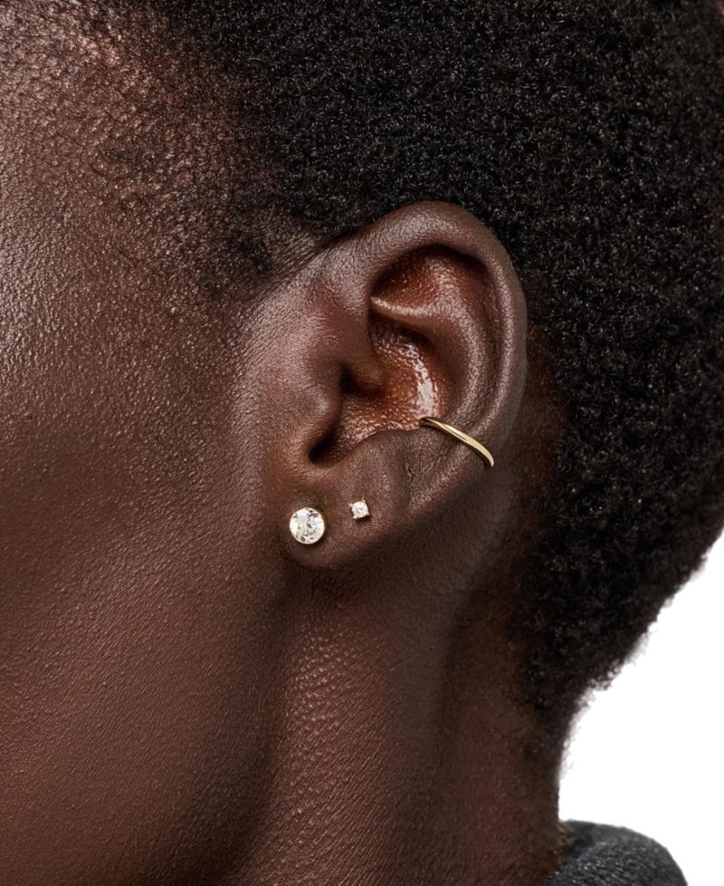 Gold-Plated Invisible Medium Stud Earrings